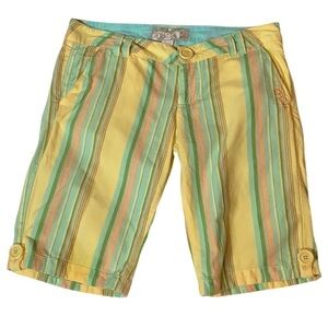 O’Neill yellow striped cotton Bermuda shorts Size 5